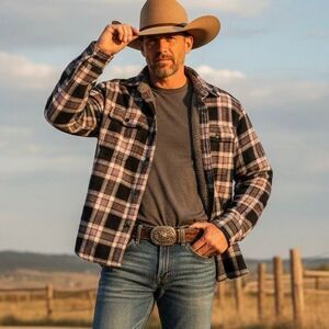 Wrangler Sherpa Lined Plaid Flannel Shirt Jacket Men’s Medium